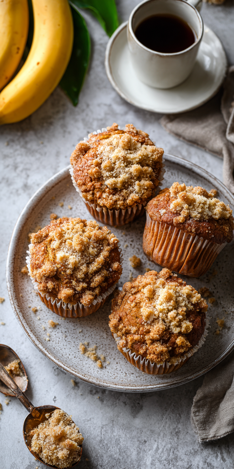 Moist Banana Muffins with Streusel Topping Recipe