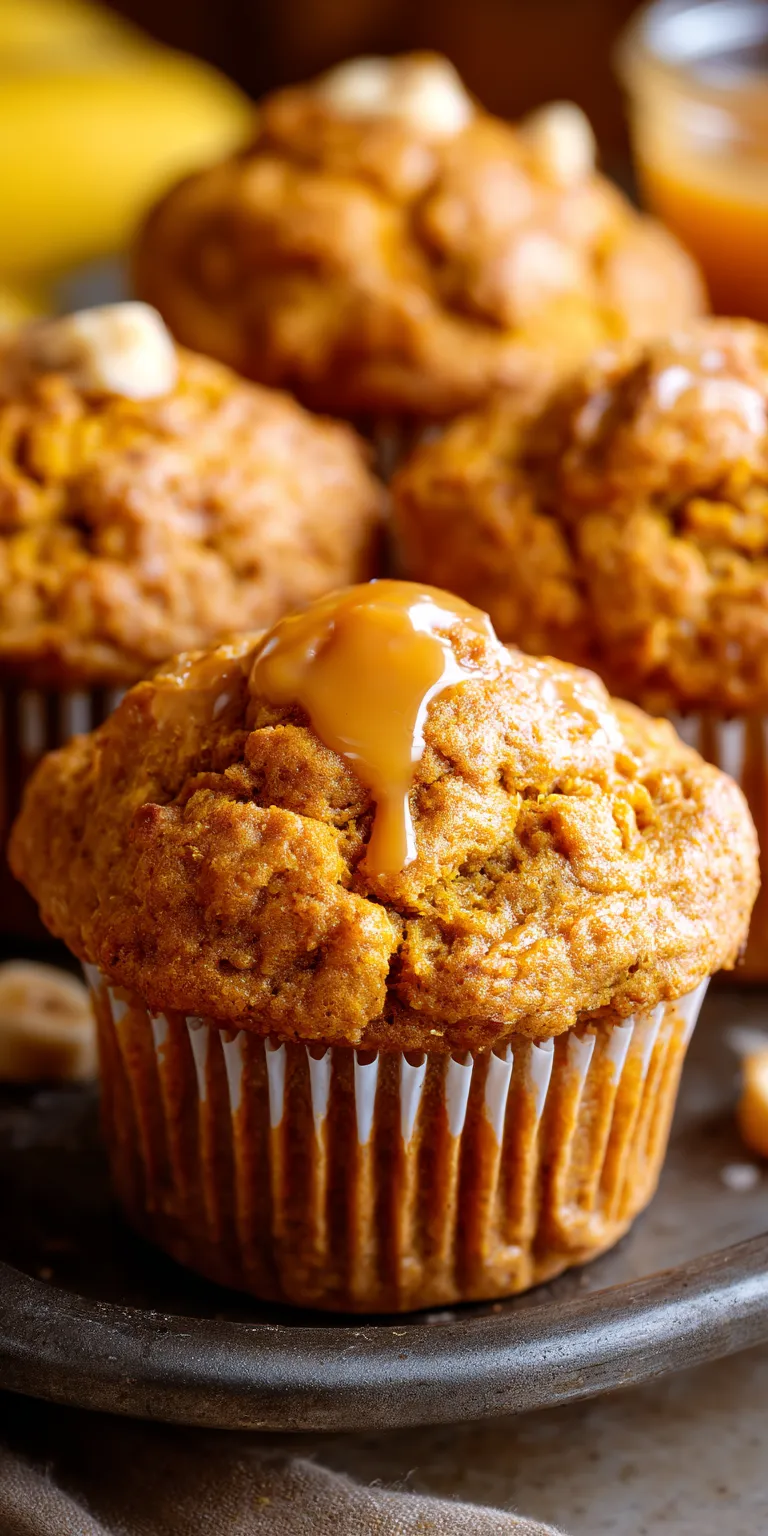 Pumpkin Banana Muffins with Strawberry Topping served warm with cozy spices