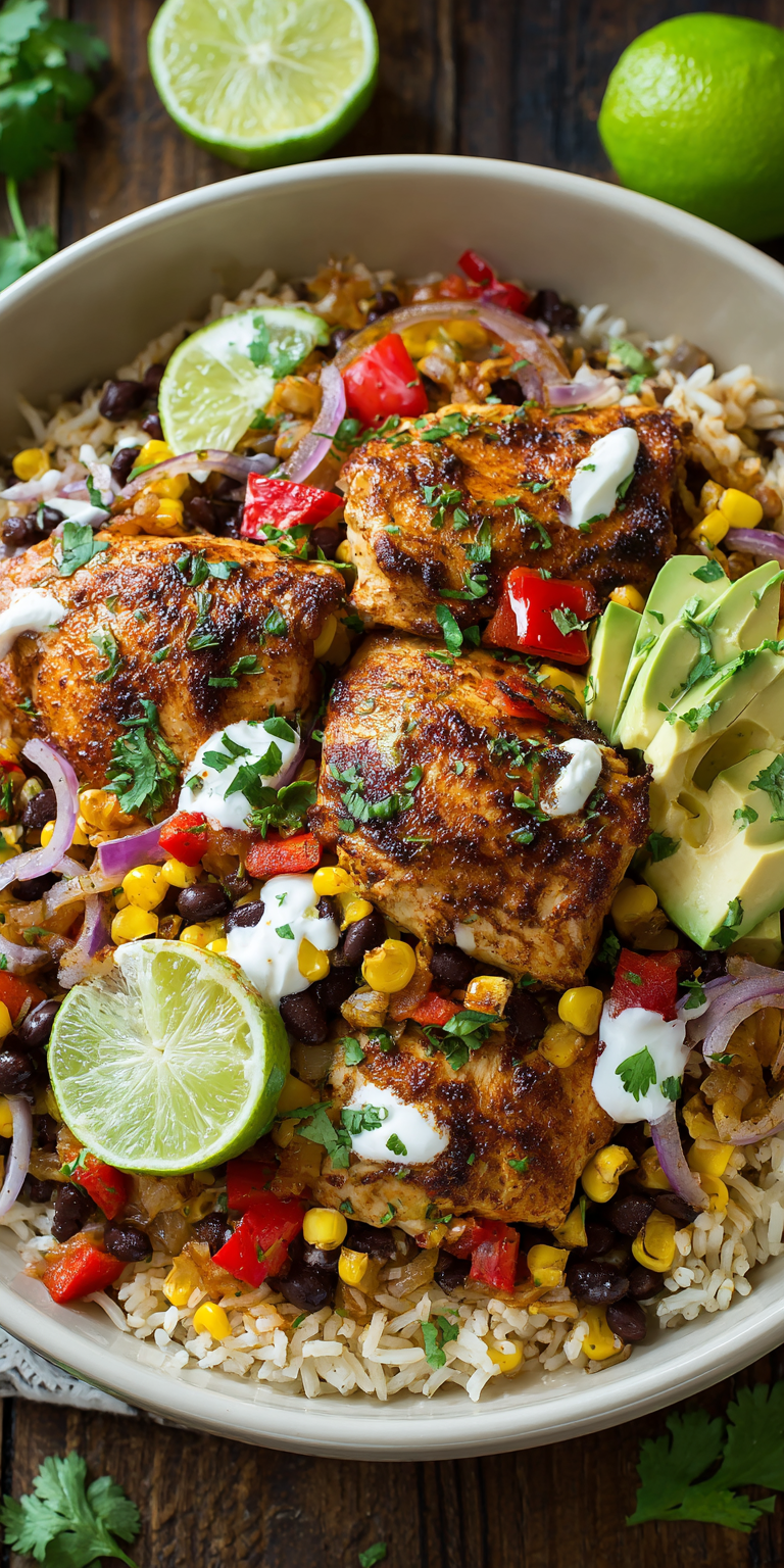 Sheet Pan Burrito Bowls served warm with cozy spices