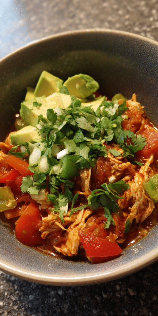 Whole30 Slow Cooker Chicken Burrito Bowls served warm with cozy spices