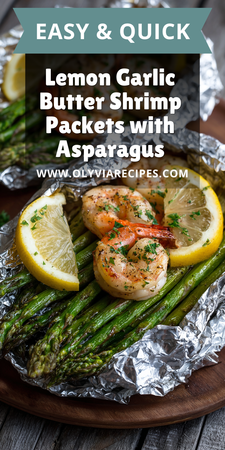 Lemon Garlic Butter Shrimp Packets with Asparagus served warm with cozy spices