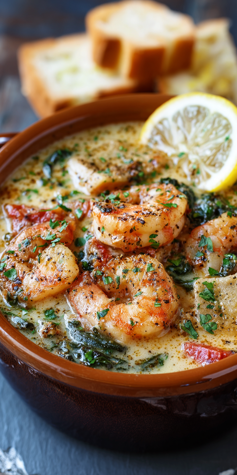 Lemon Ricotta & Spinach Shrimp Lasagna Soup Recipe