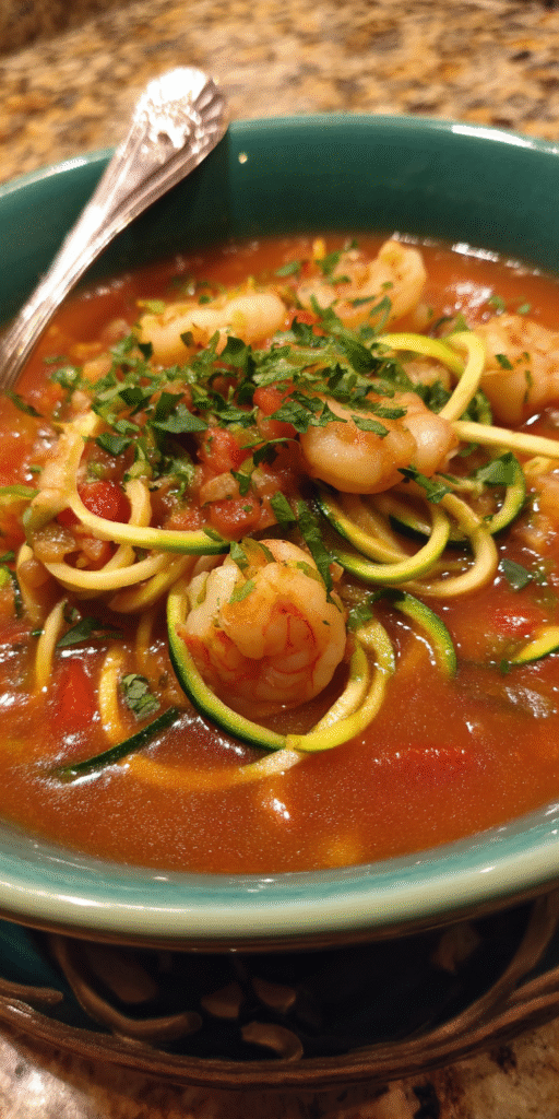 Low-Carb Zucchini Noodle Shrimp Lasagna Soup Recipe