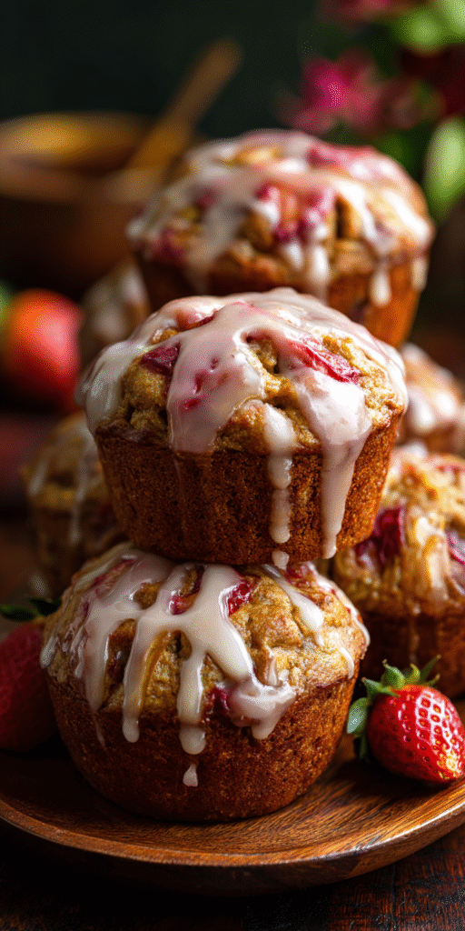 Pumpkin Banana Muffins with Strawberry & Lemon Glaze Recipe