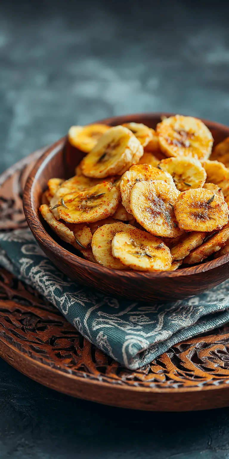 Savory Paprika & Garlic Air Fryer Banana Chips served warm with cozy spices
