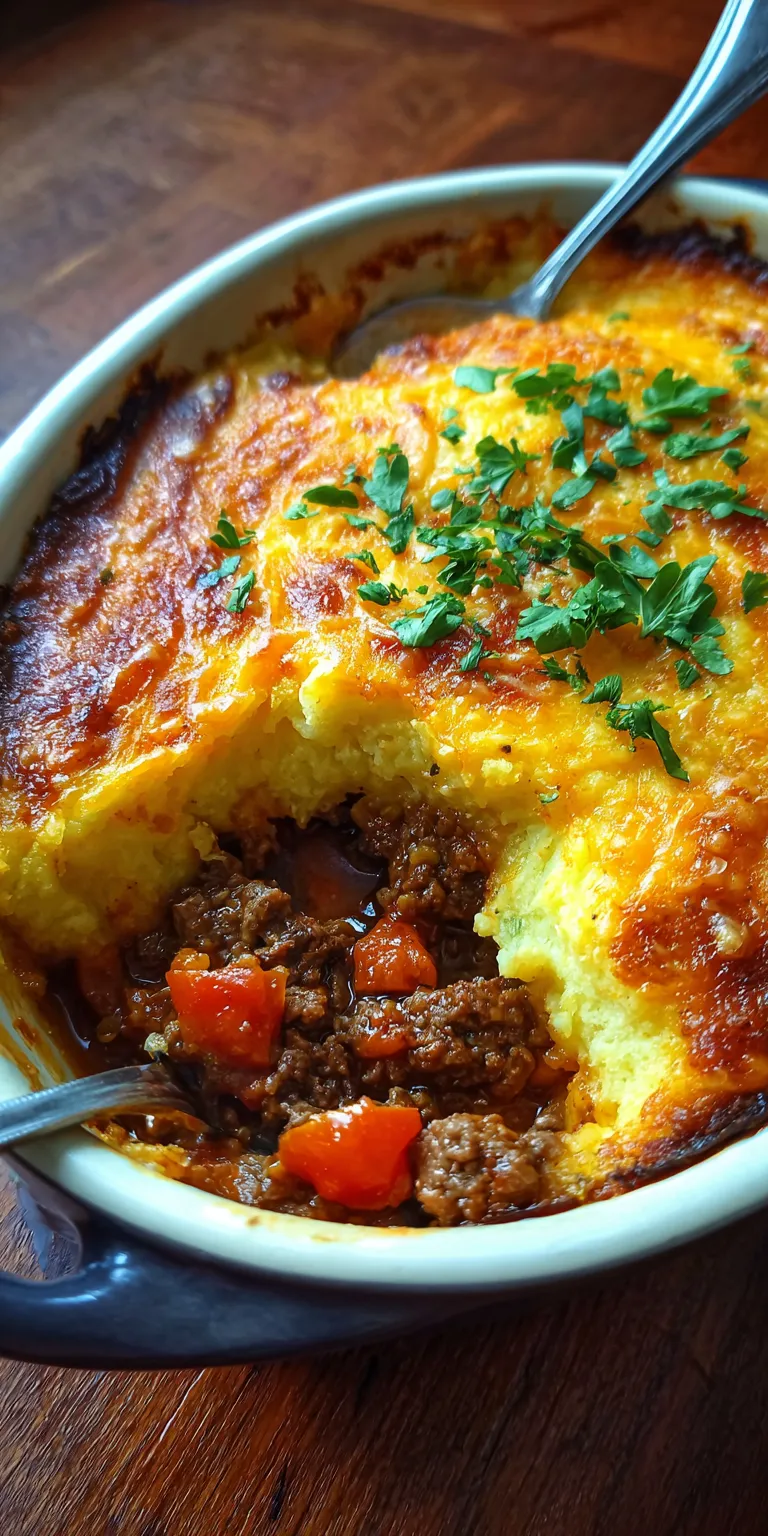 Shepherd’s Pie Style Chipotle Beef Casserole served warm with cozy spices