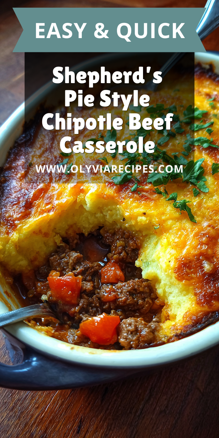 Shepherd’s Pie Style Chipotle Beef Casserole served warm with cozy spices