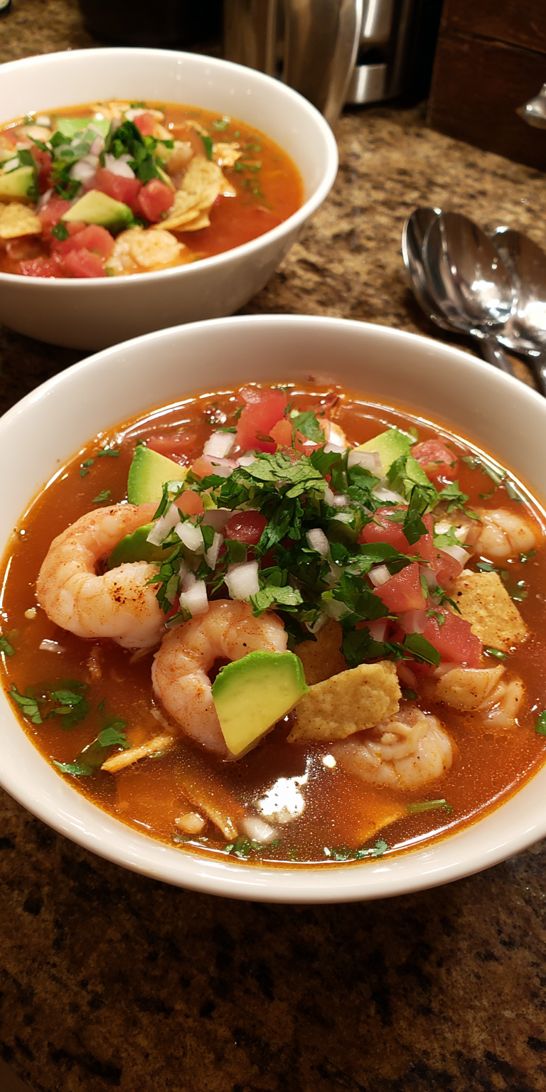 Smoky Chipotle Chicken & Shrimp Tortilla Soup Recipe