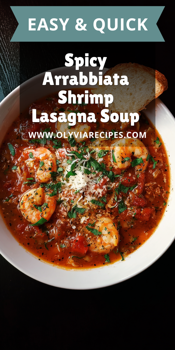 Spicy Arrabbiata Shrimp Lasagna Soup served warm with cozy spices