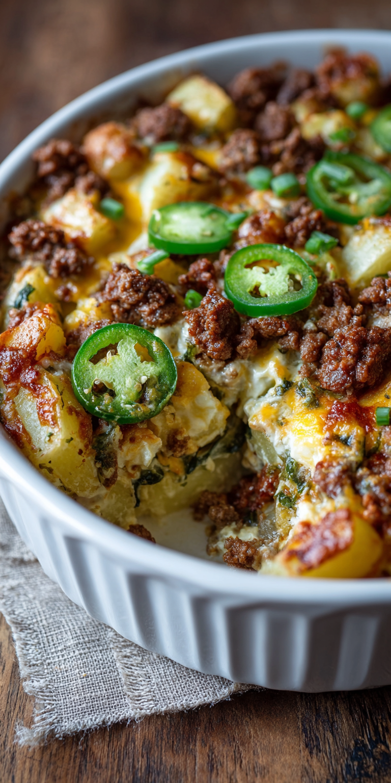 Spicy Jalapeño Popper Beef & Potato Casserole Recipe