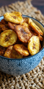 Sugar-Free Cinnamon Air Fryer Banana Chips served warm with cozy spices