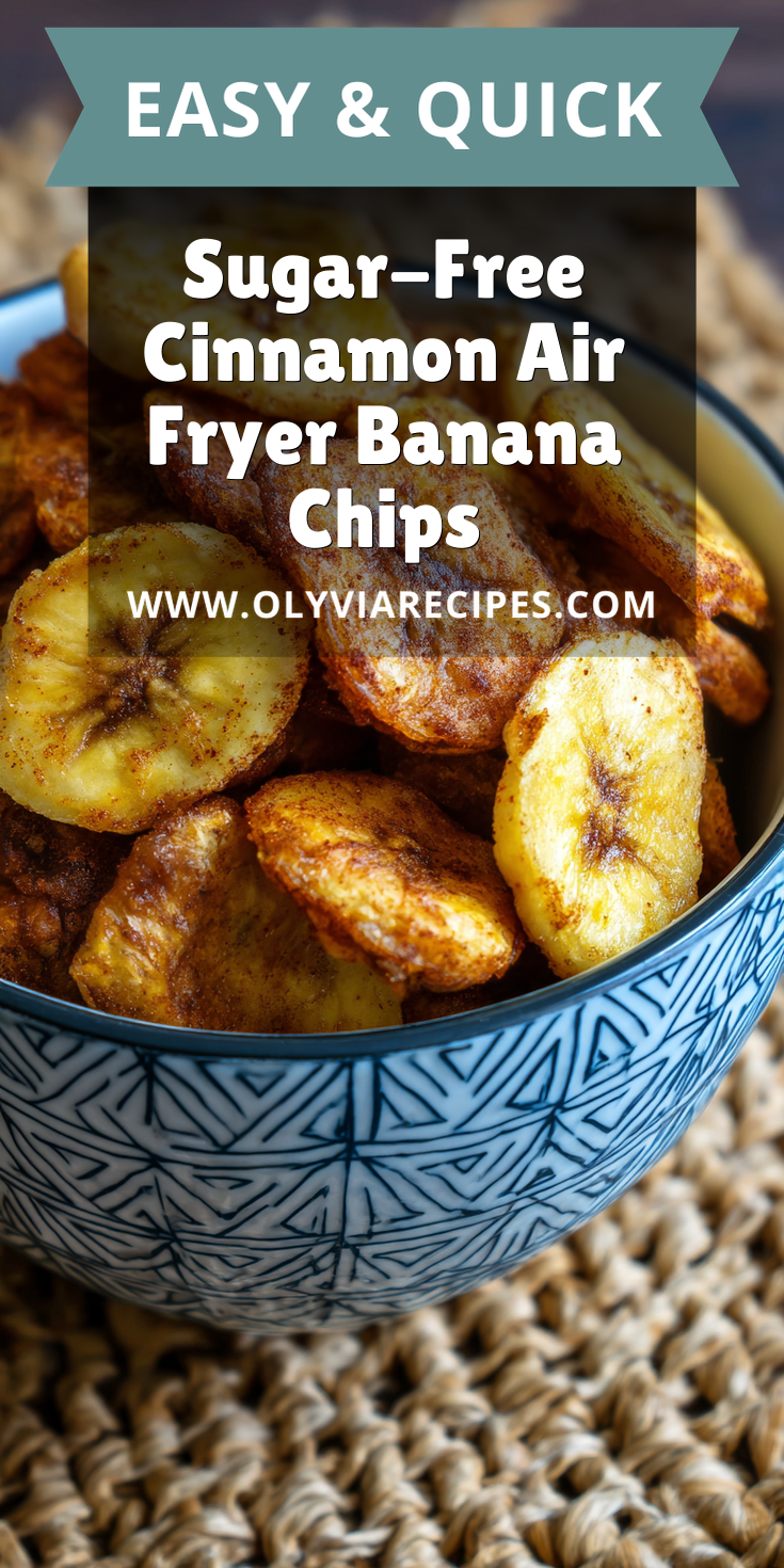 Sugar-Free Cinnamon Air Fryer Banana Chips served warm with cozy spices