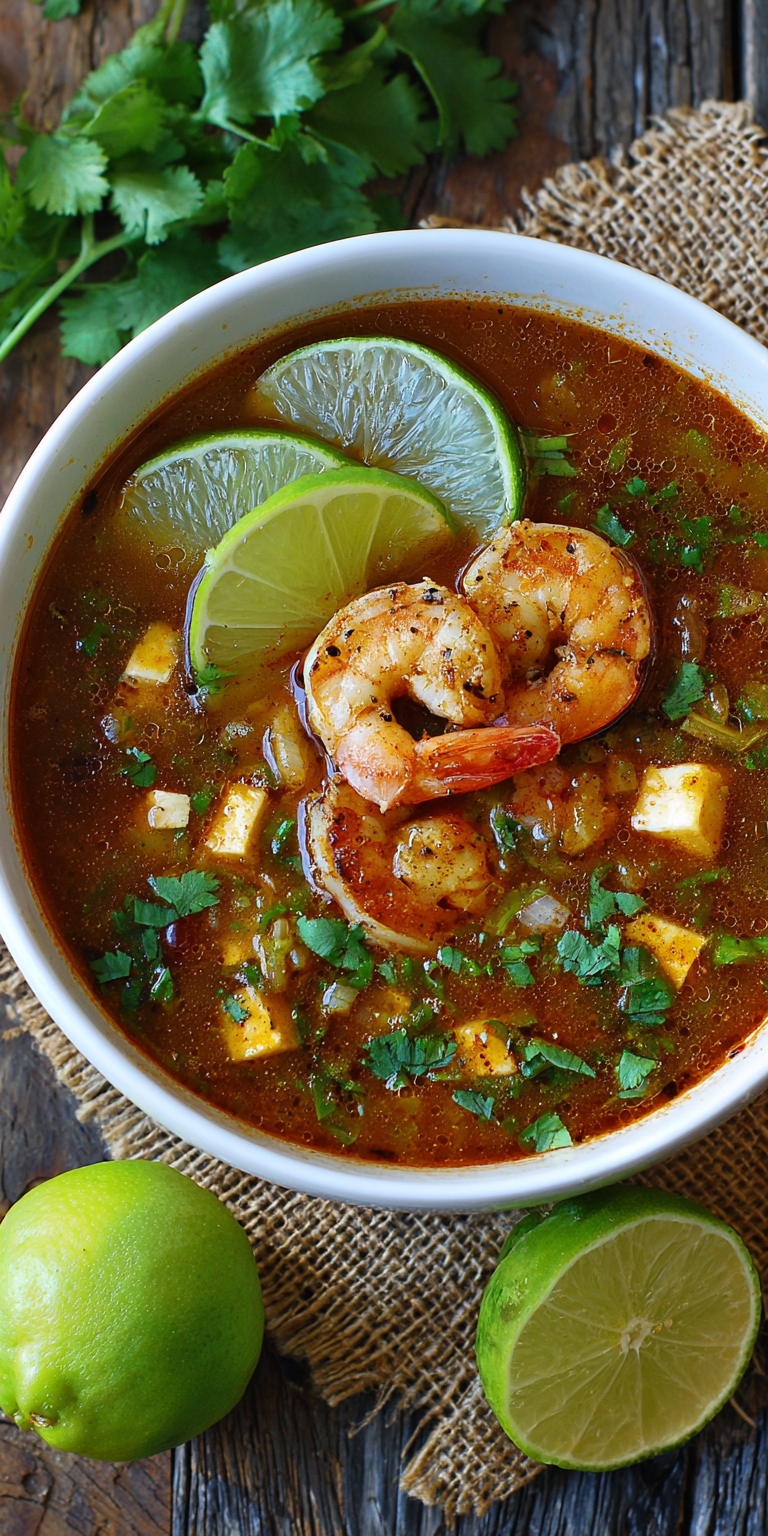 Zesty Lime & Cilantro Chicken Shrimp Taco Soup Recipe