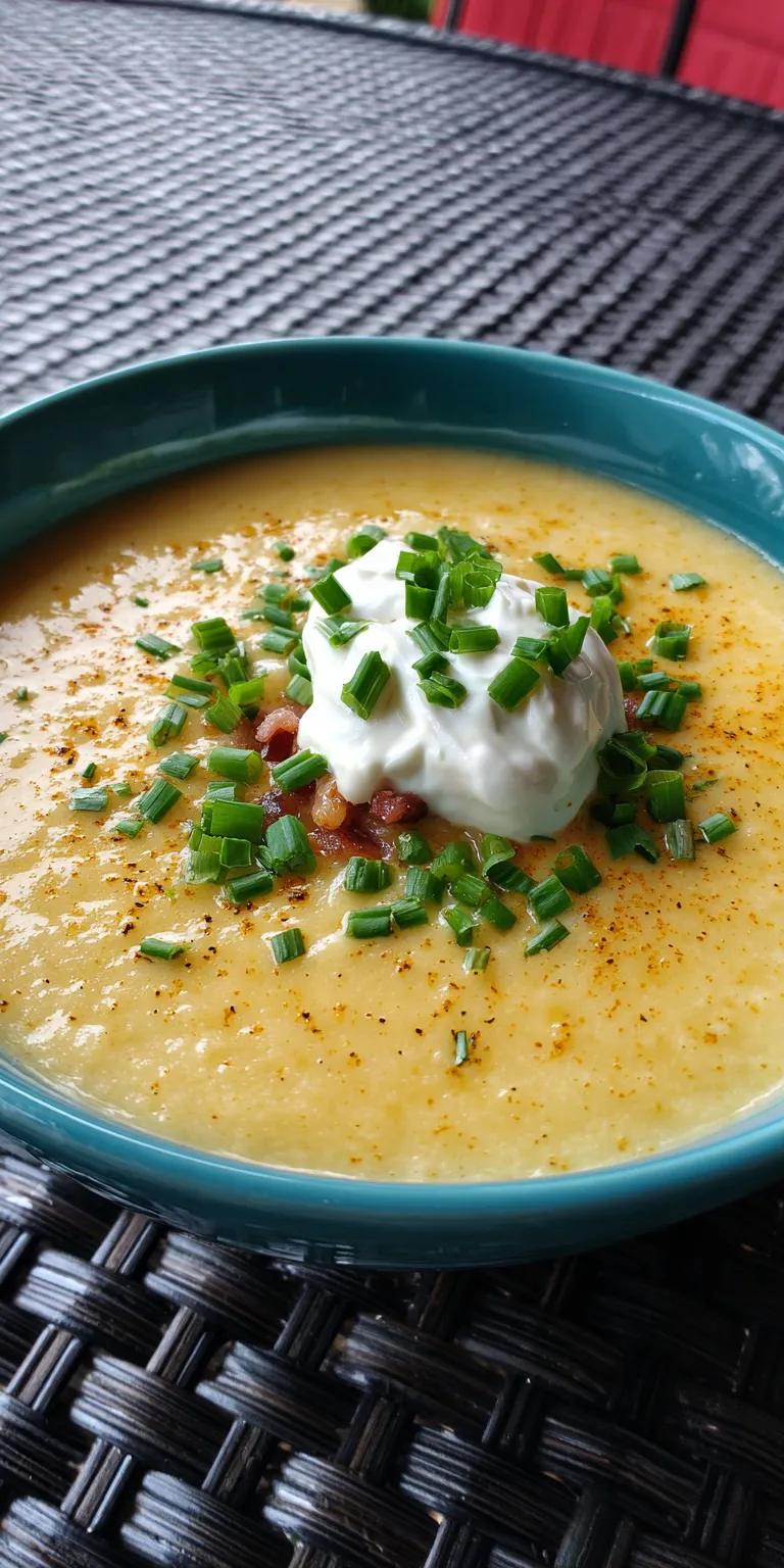 Zesty Sour Cream & Chive Cajun Potato Soup served warm with cozy spices