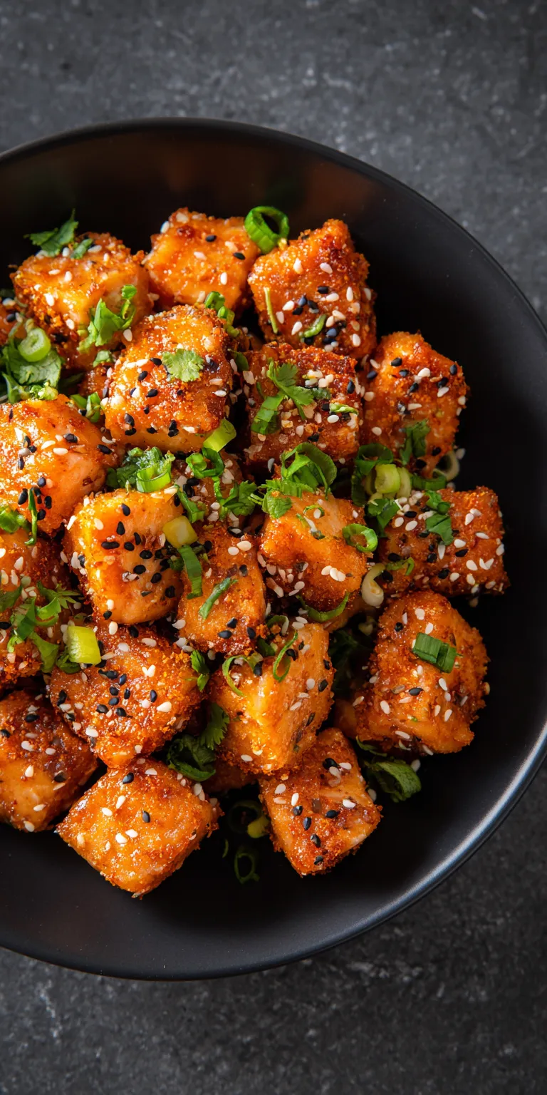 Air Fryer Bang Bang Salmon Bites served warm with cozy spices