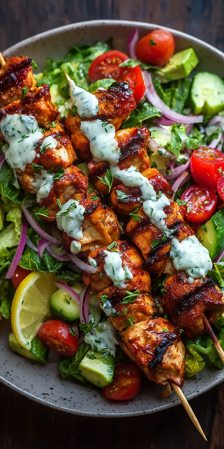 BBQ Chicken Skewer Salad served warm with cozy spices
