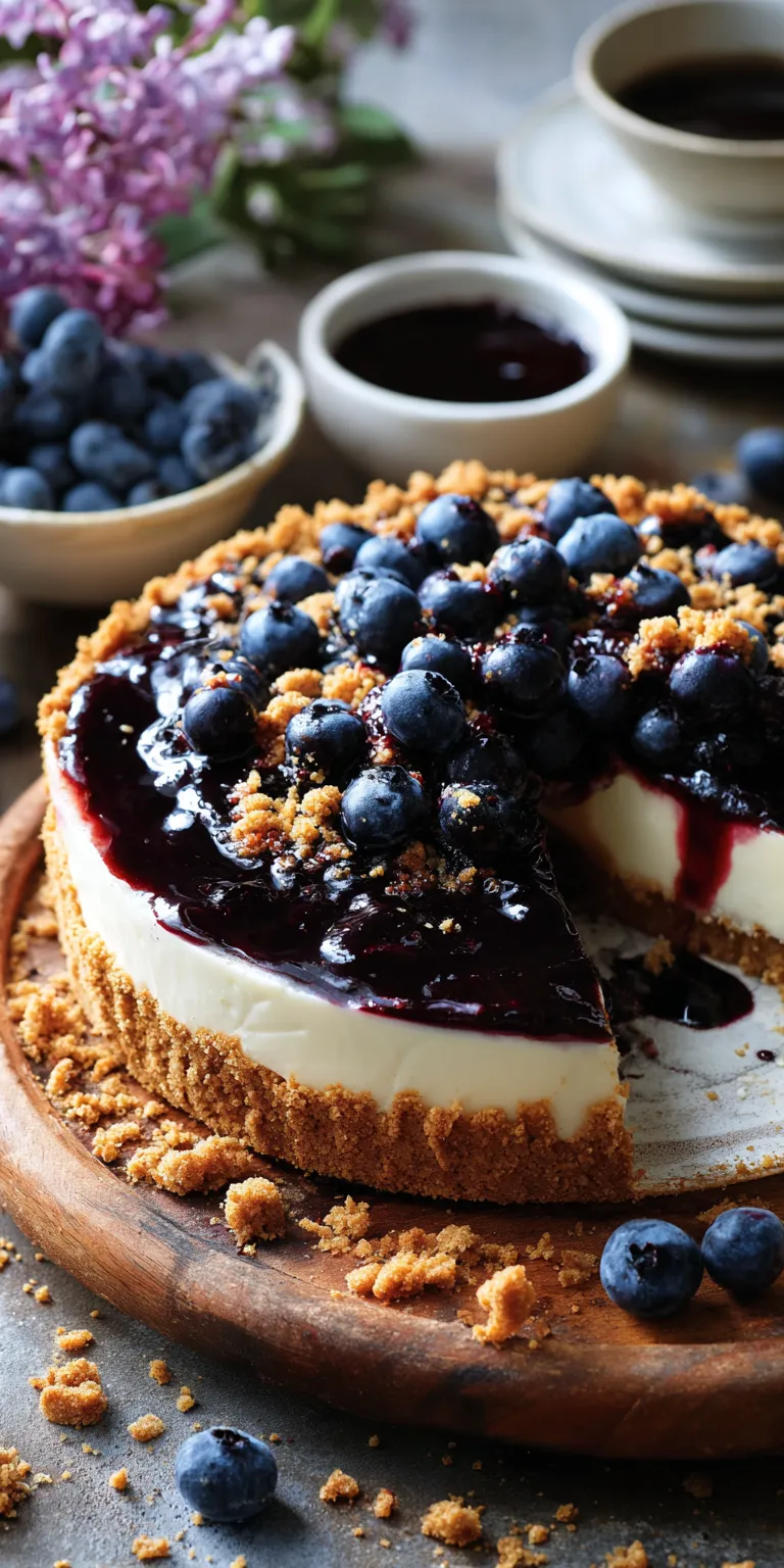 Blueberry Crumble Cheesecake served warm with cozy spices