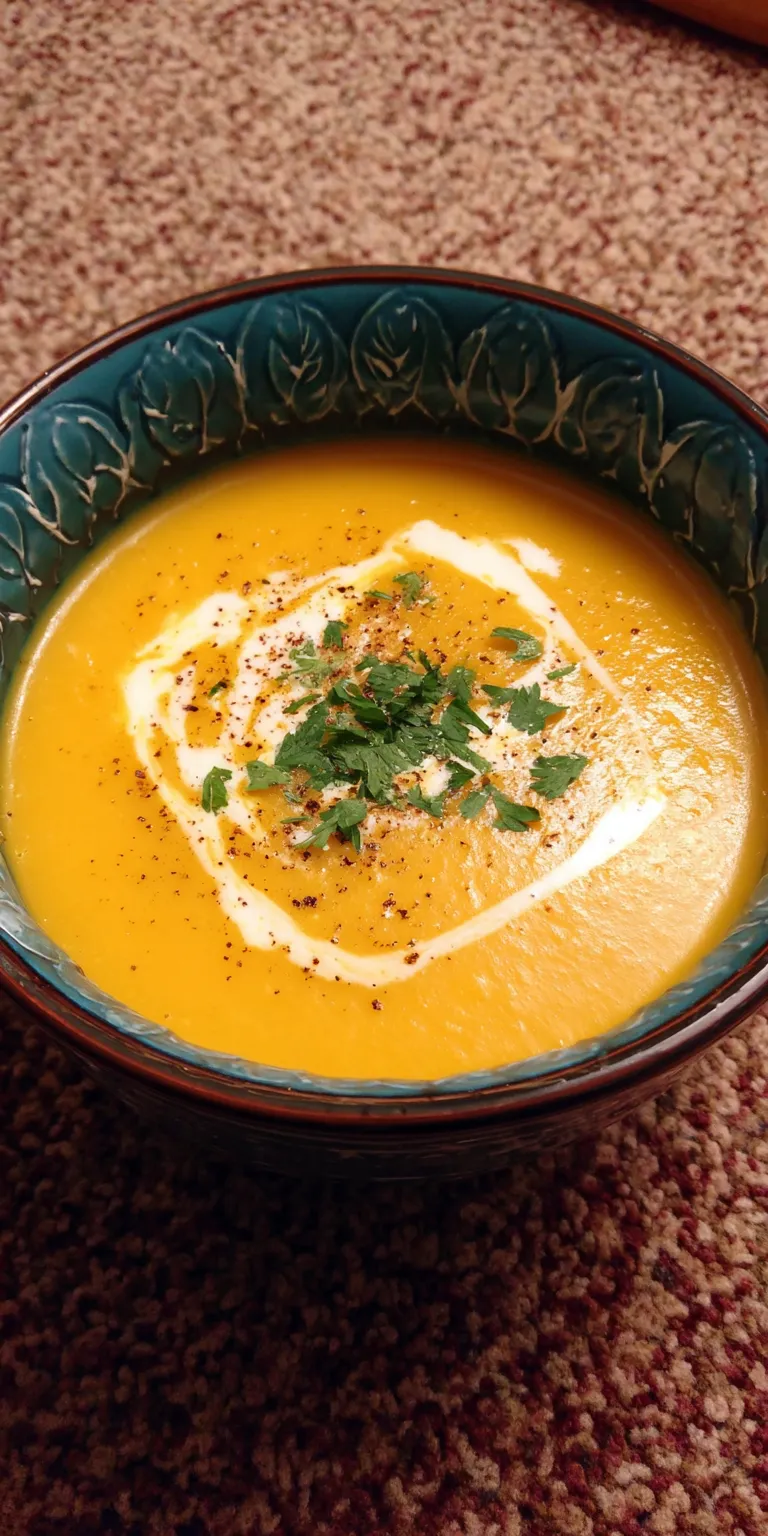 Carrot Soup served warm with cozy spices