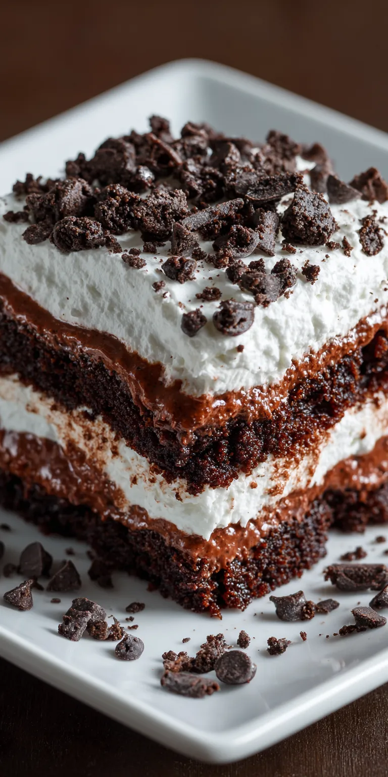 Chocolate Lasagna Layered Dessert served warm with cozy spices