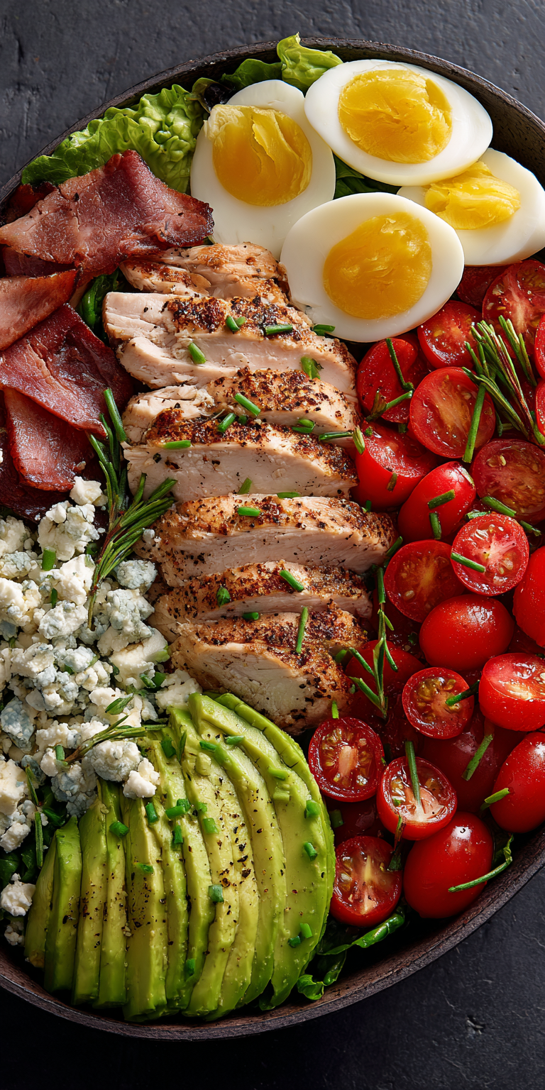 Classic Cobb Salad Lunch Bowl served warm with cozy spices