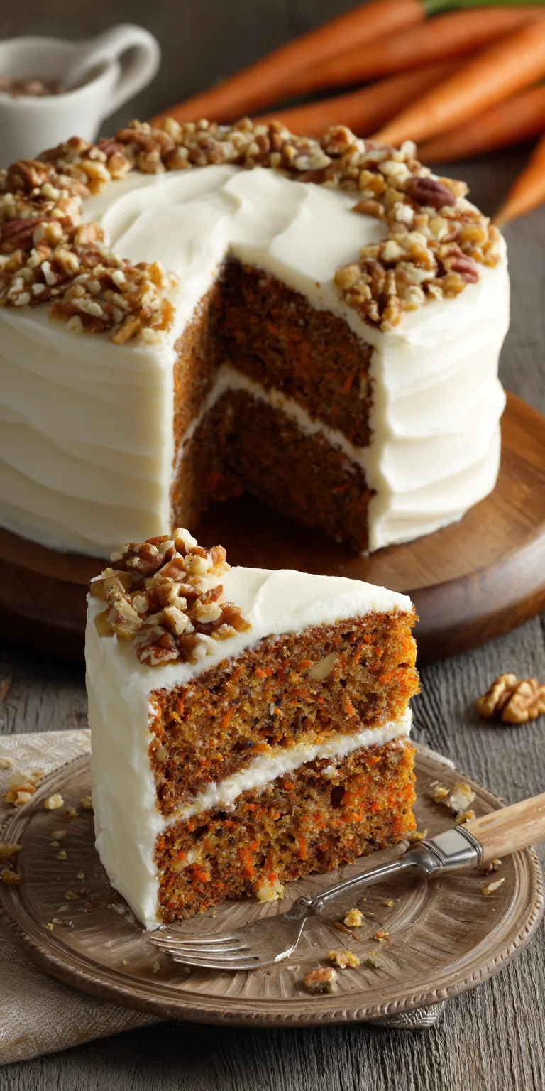 Classic Homemade Carrot Cake Recipe served warm with cozy spices