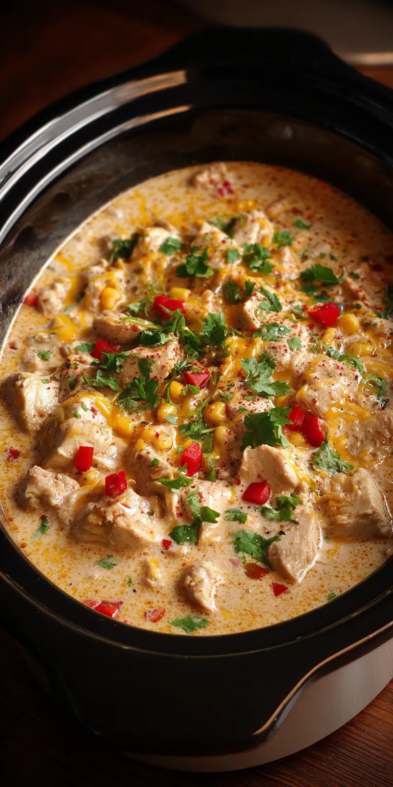Creamy Crack Chicken Chili Dump Dinner served warm with cozy spices