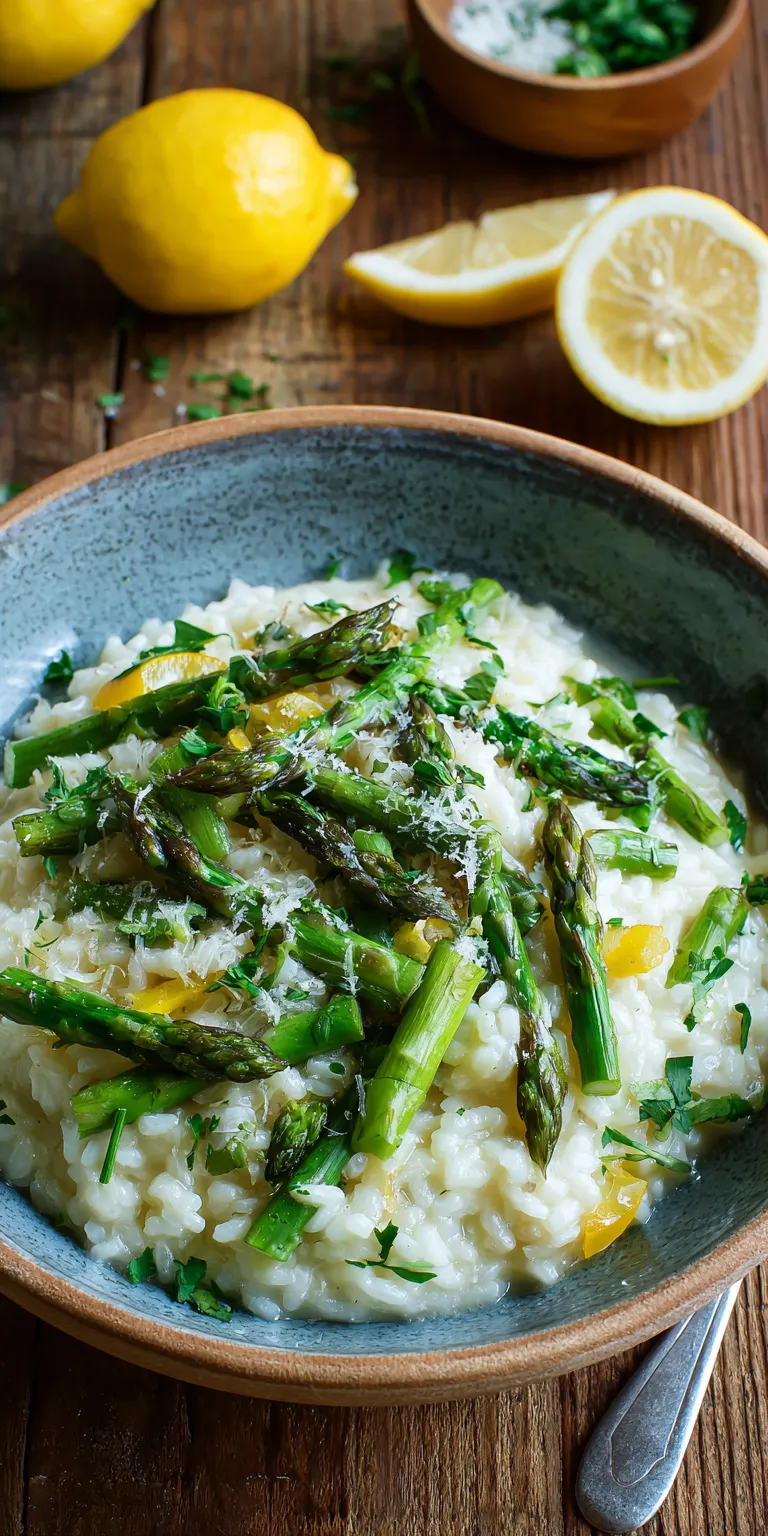 Creamy Lemon Asparagus Risotto served warm with cozy spices