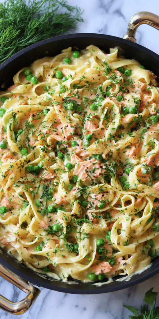 Creamy Salmon Pasta with Peas Recipe