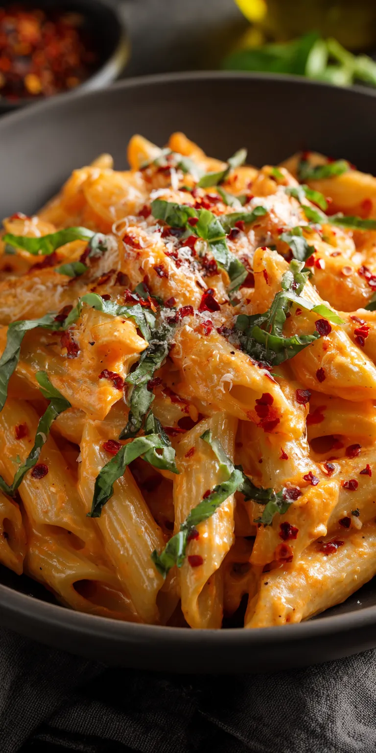 Creamy Tomato Basil Pasta served warm with cozy spices
