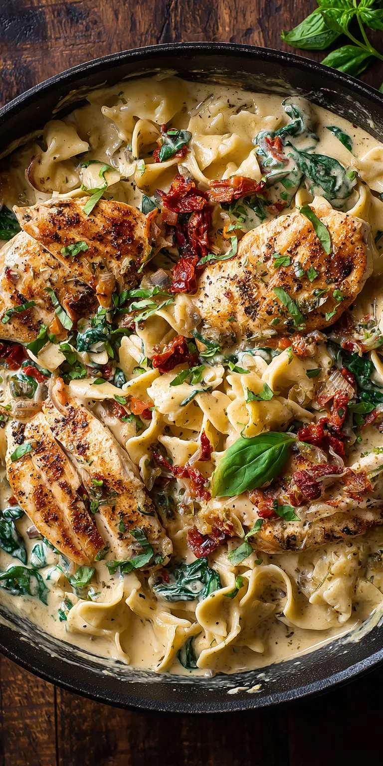 Creamy Tuscan Chicken Pasta served warm with cozy spices