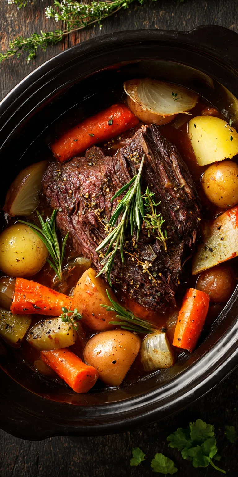 Crockpot Venison Pot Roast Dinner served warm with cozy spices