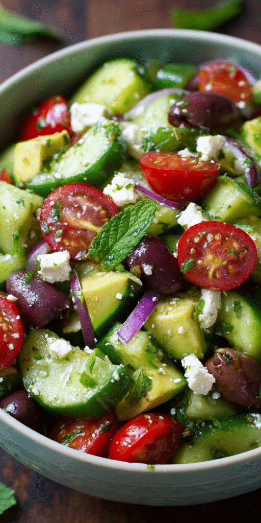 Cucumber Avocado Mediterranean Salad Recipe