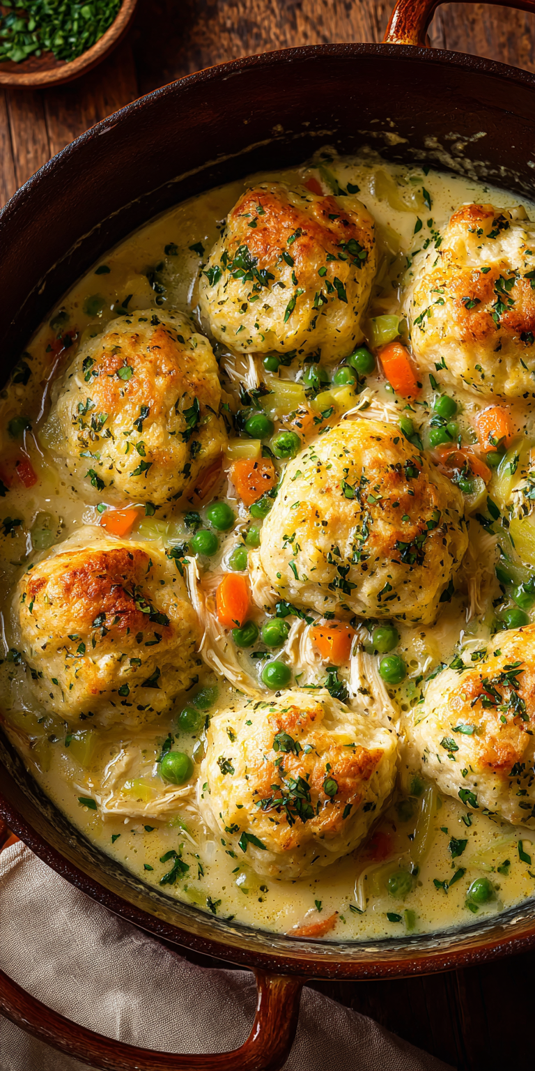 Easy Biscuit Chicken And Dumplings served warm with cozy spices