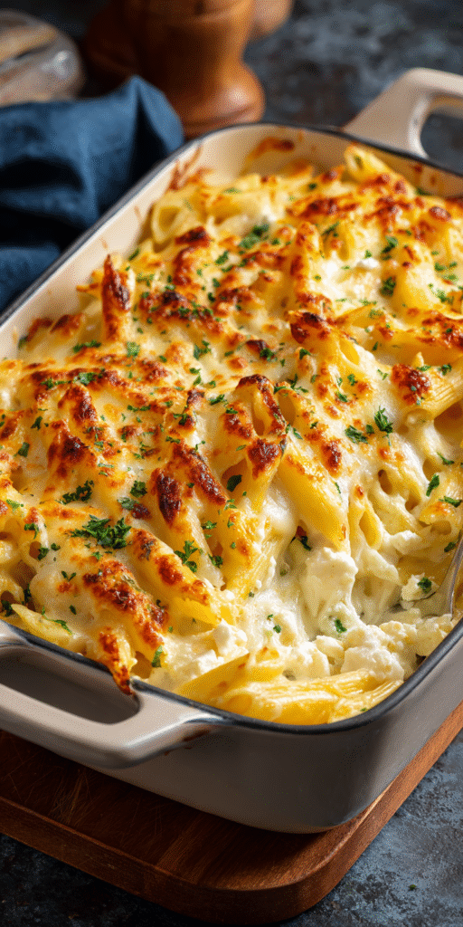 Four Cheese Creamy Pasta Bake Recipe