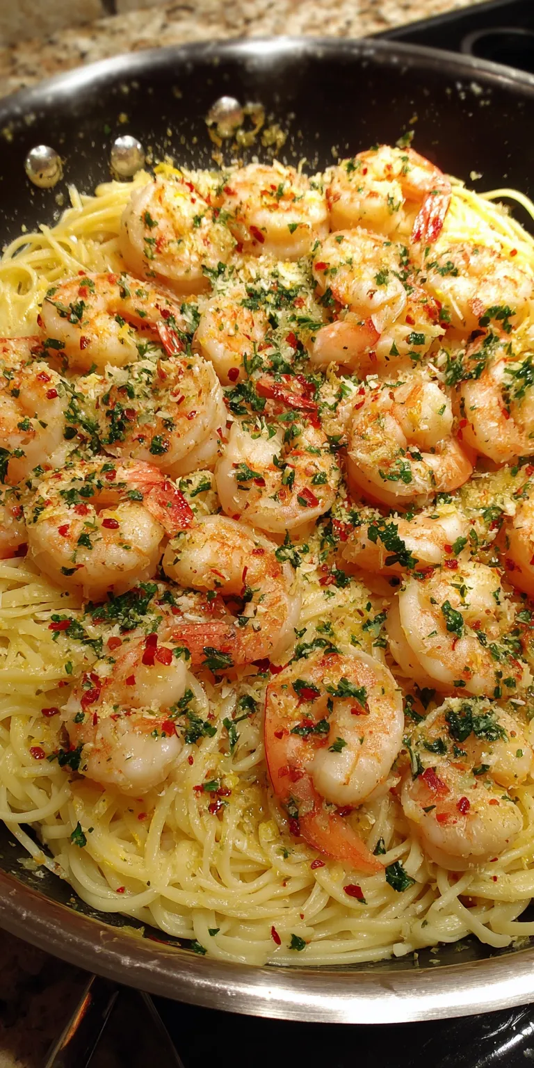 Garlic Butter Shrimp Scampi Quick Dinner served warm with cozy spices