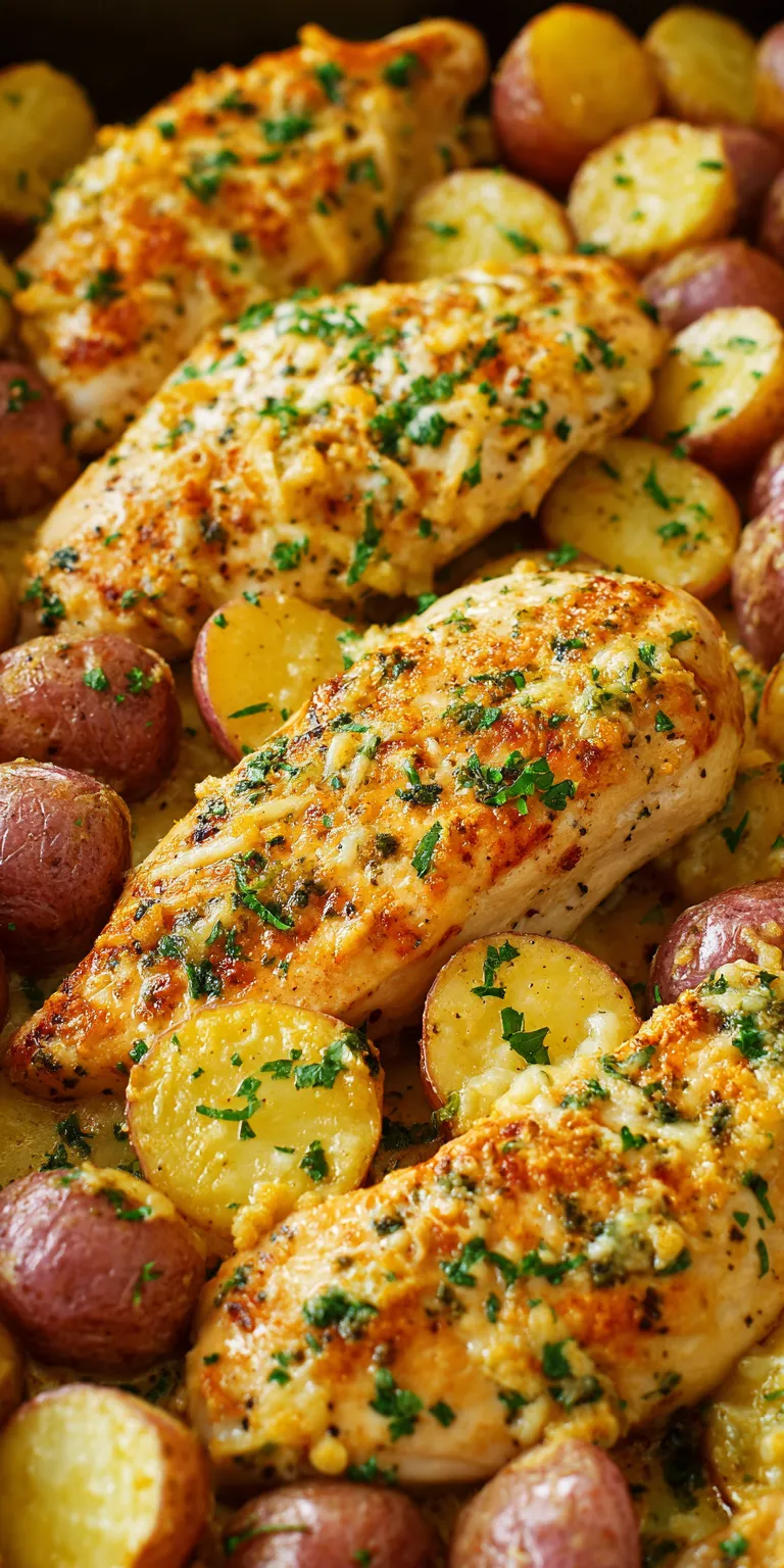 Garlic Parmesan Chicken and Potatoes served warm with cozy spices