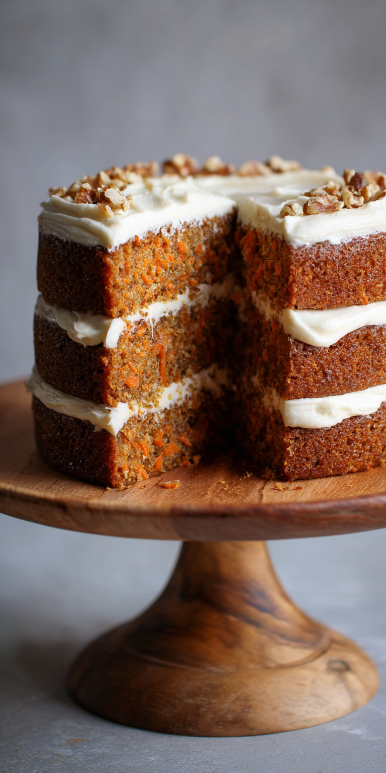 Gluten Free Almond Flour Carrot Cake served warm with cozy spices