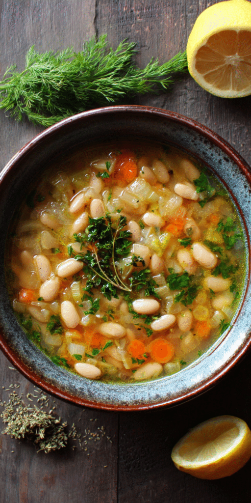 Greek White Bean Soup With Garlic & Lemon Recipe