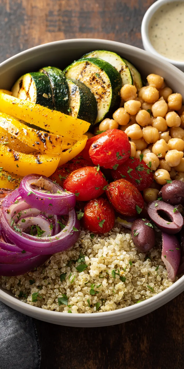 Grilled Veggie Mediterranean Recipes Bowl served warm with cozy spices