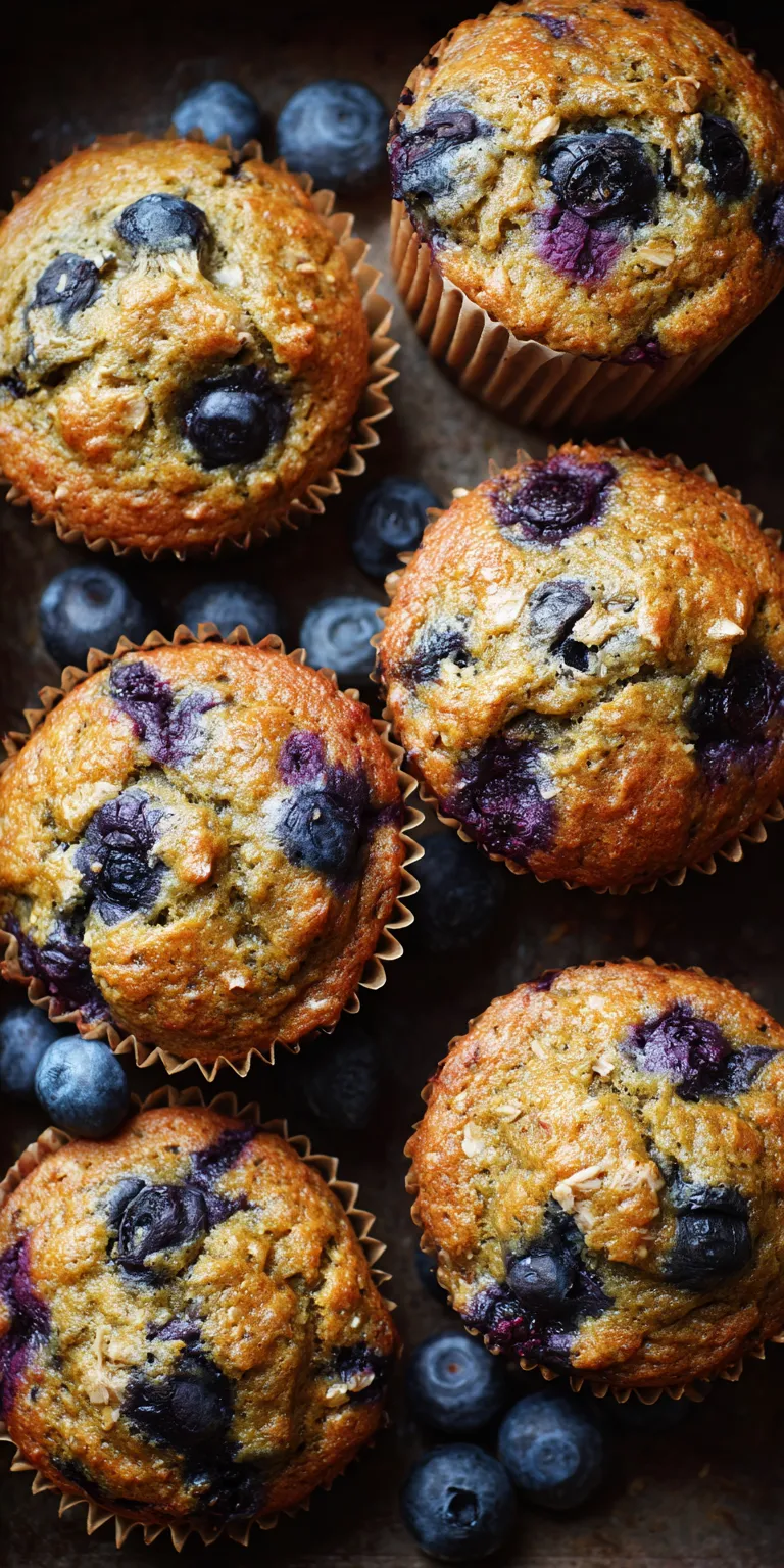 Healthy Blueberry Banana Oat Muffins served warm with cozy spices