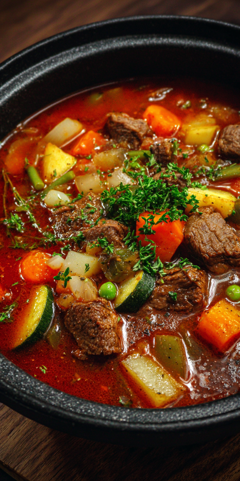 Hearty Venison Vegetable Soup served warm with cozy spices