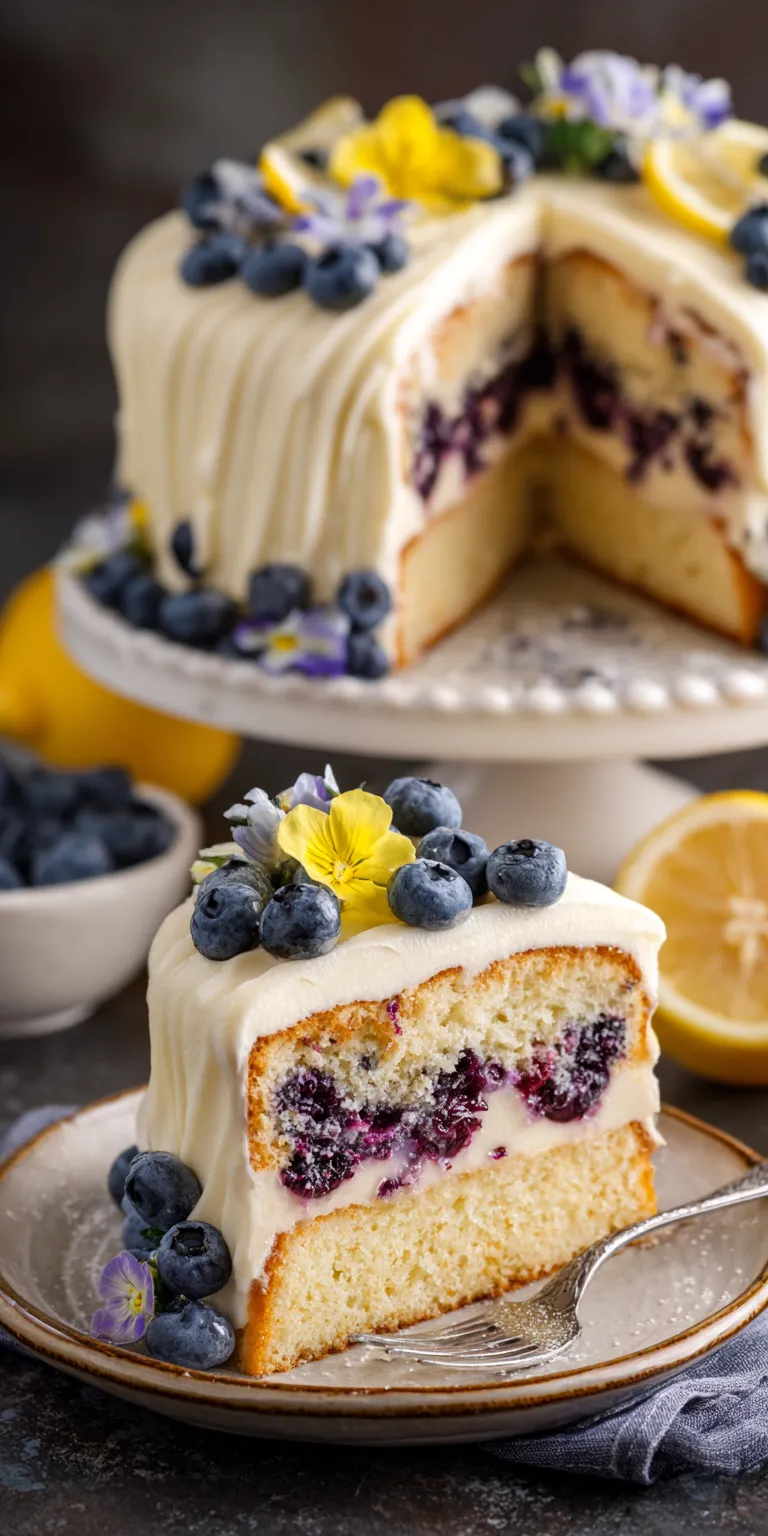 Lemon Blueberry Cake served warm with cozy spices