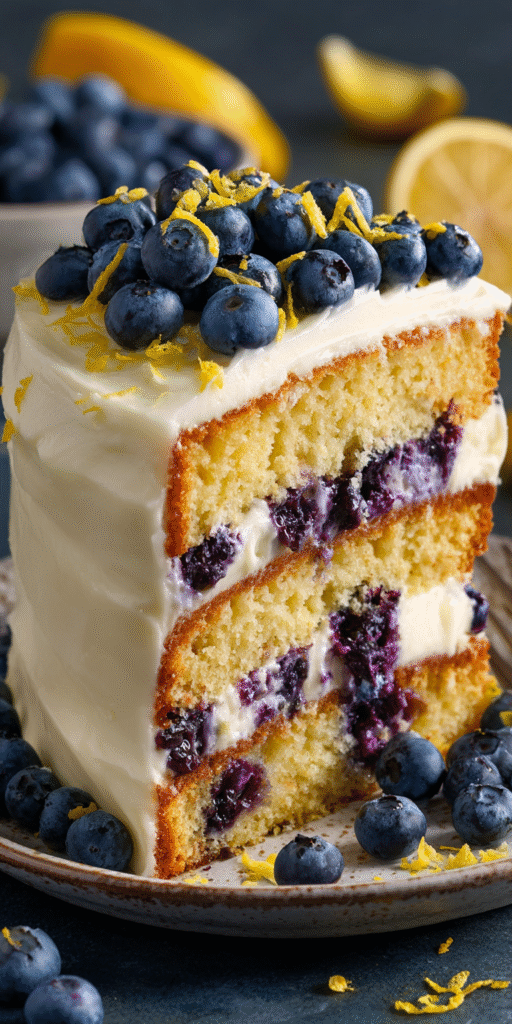 Lemon Blueberry Layer Cake with Cream Cheese Recipe