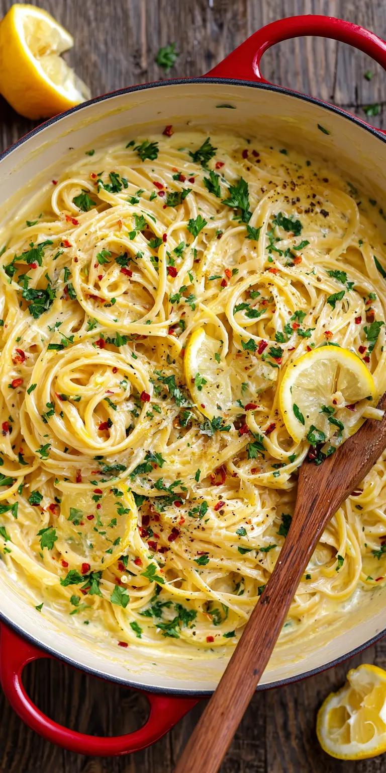 Lemon Garlic Creamy Pasta served warm with cozy spices