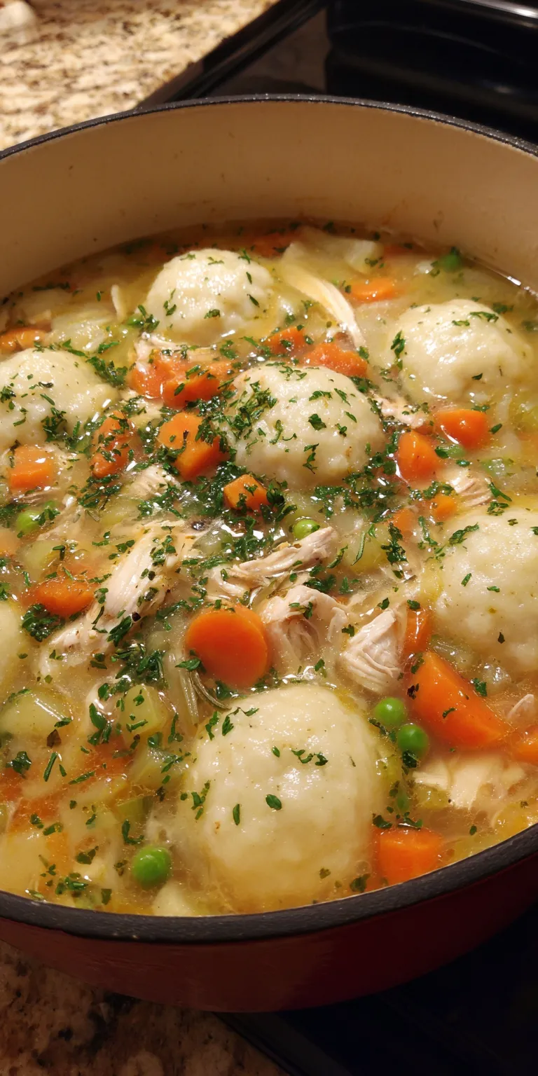 Lemon Herb Chicken And Dumplings served warm with cozy spices