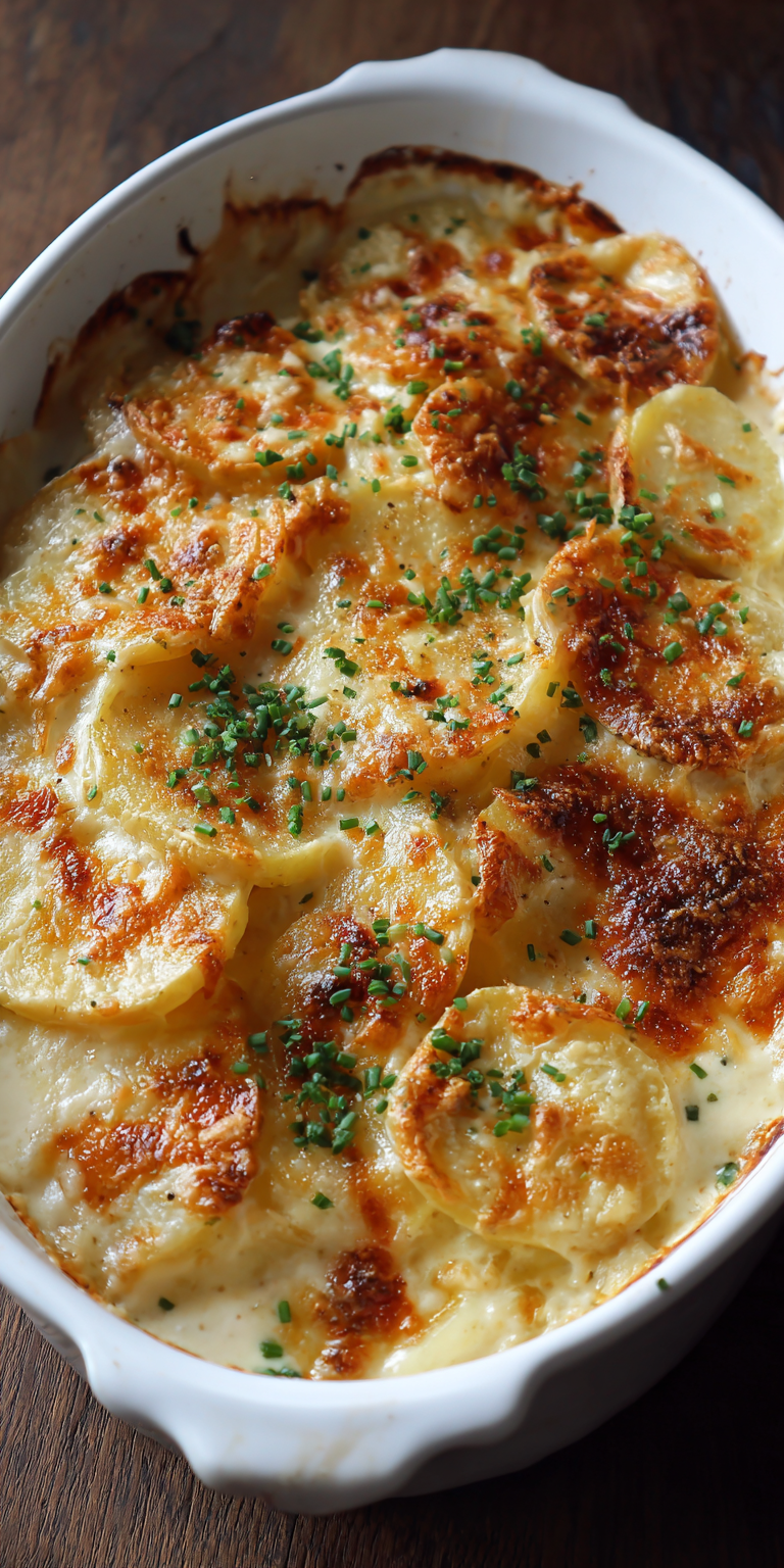 Make Ahead Holiday Scalloped Potatoes served warm with cozy spices