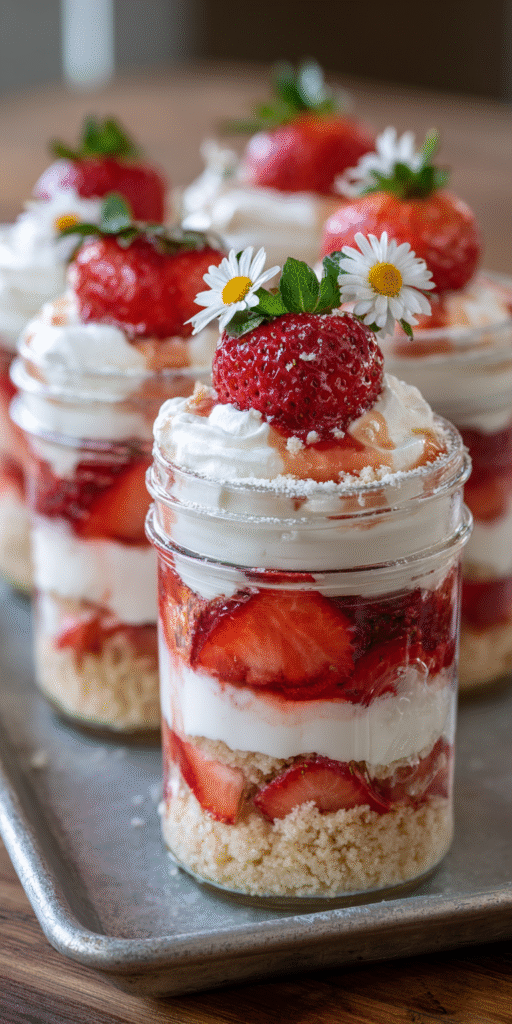 Mason Jar Strawberry Shortcake Parfaits Recipe