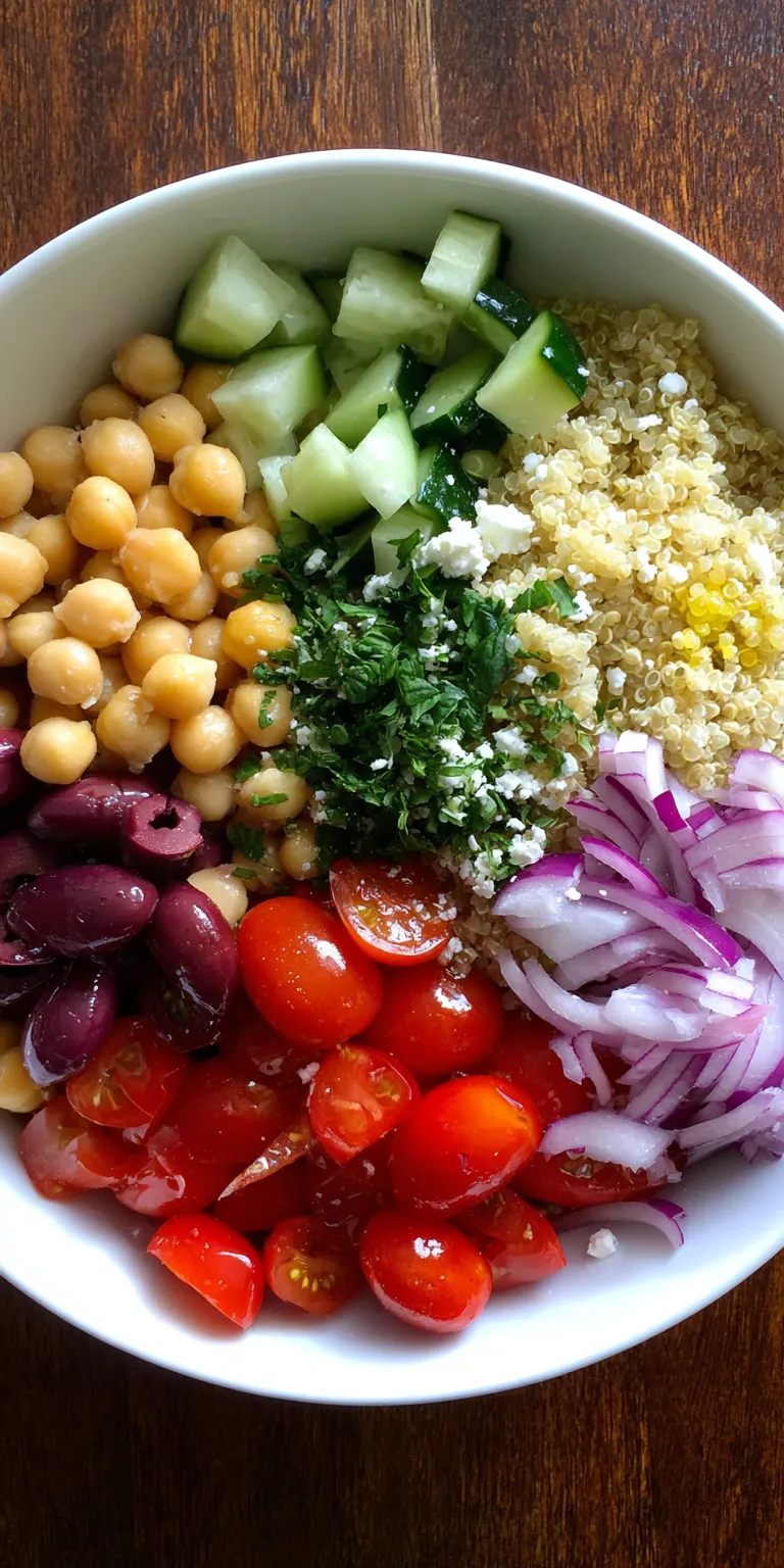 Mediterranean Quinoa Salad Healthy Lunch served warm with cozy spices