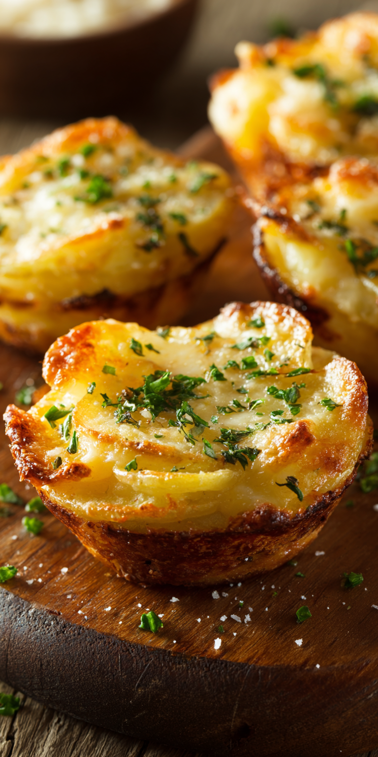 Mini Individual Scalloped Potatoes served warm with cozy spices