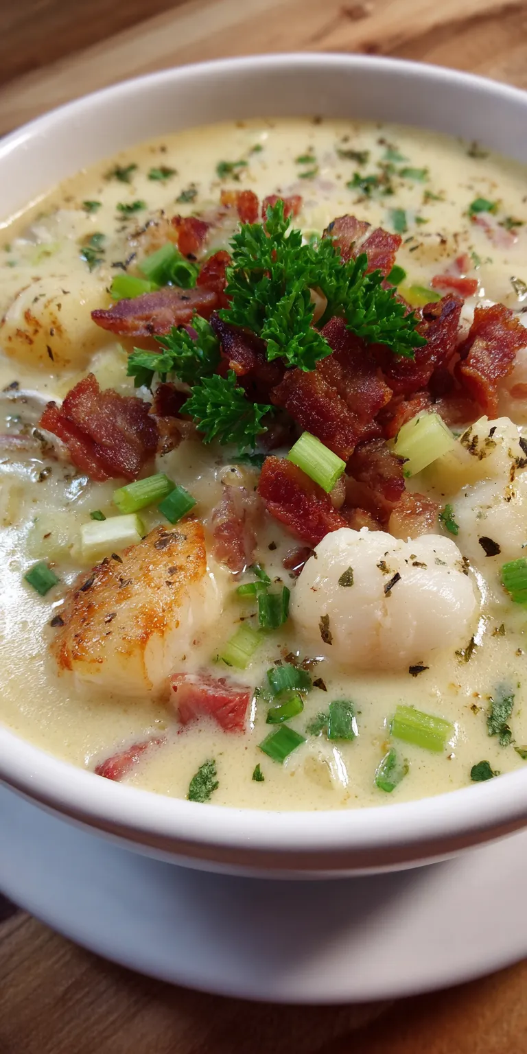 New England Clam Chowder Seafood served warm with cozy spices